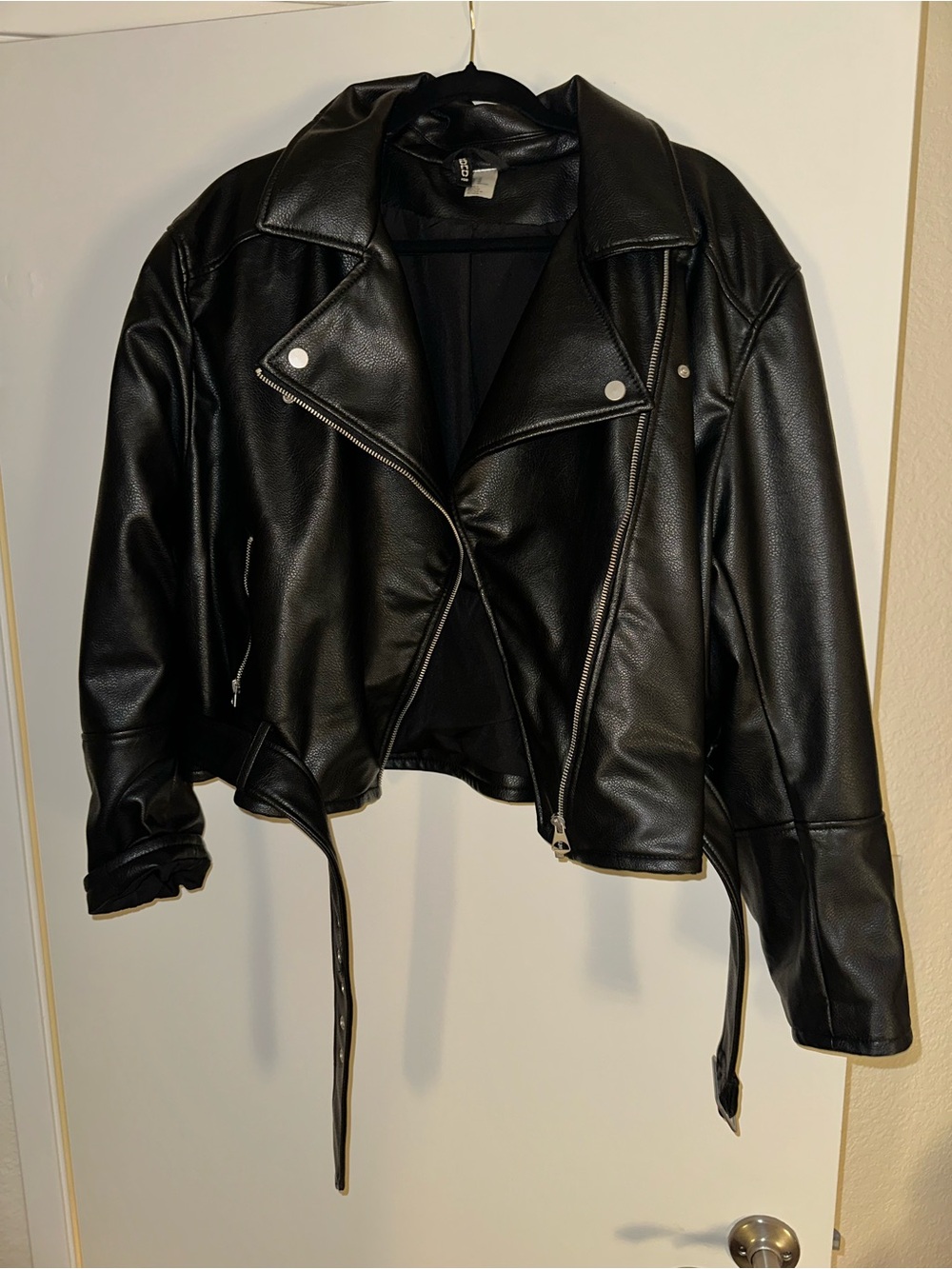 H&M Black Faux Leather Moto Jacket - Women